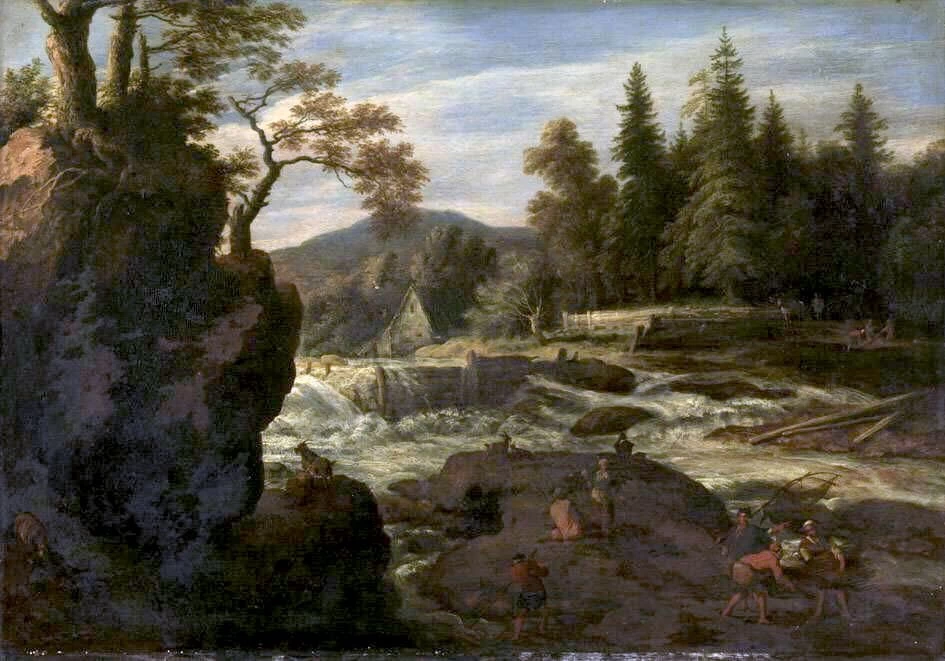 Paesaggio con cascata - Alte Pinakothek, Munchen, Bayerische Staatsgemäldesammlungen